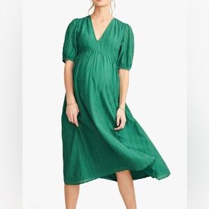 Hatch Melanie Maternity Dress size 2, jade polka dot